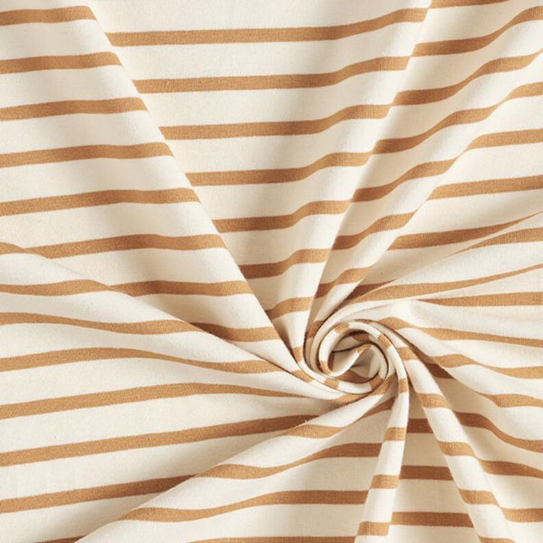 Jersey de algodão Riscas estreitas e largas – creme/canela,  image number 3