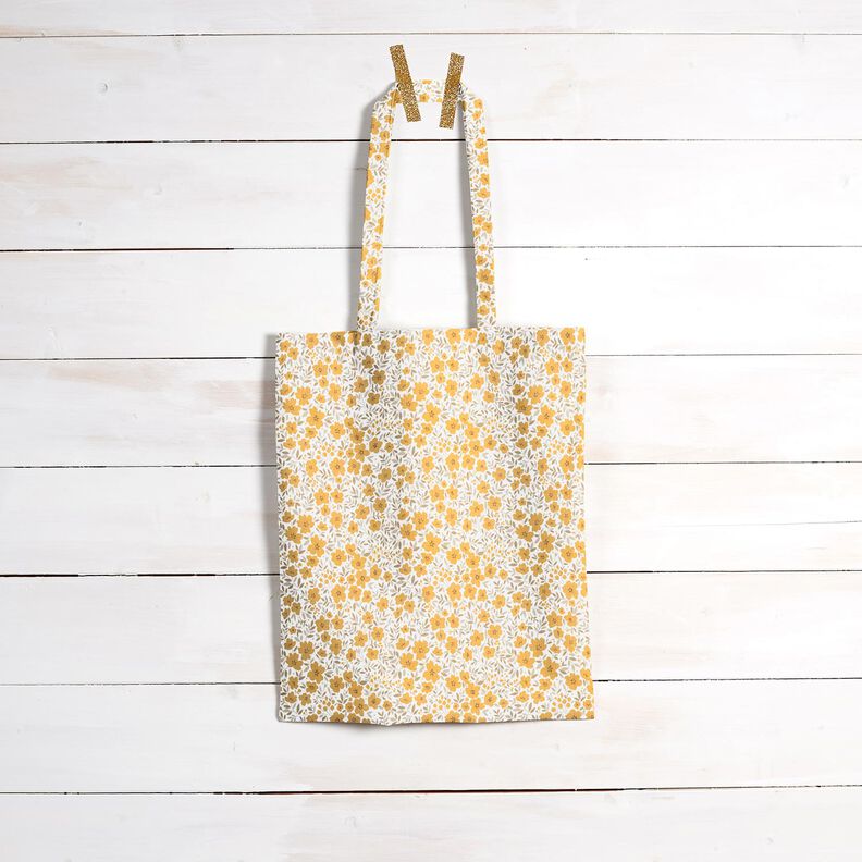 Tecido para decoração Cetim de algodão Mar floral – mostarda/branco,  image number 8