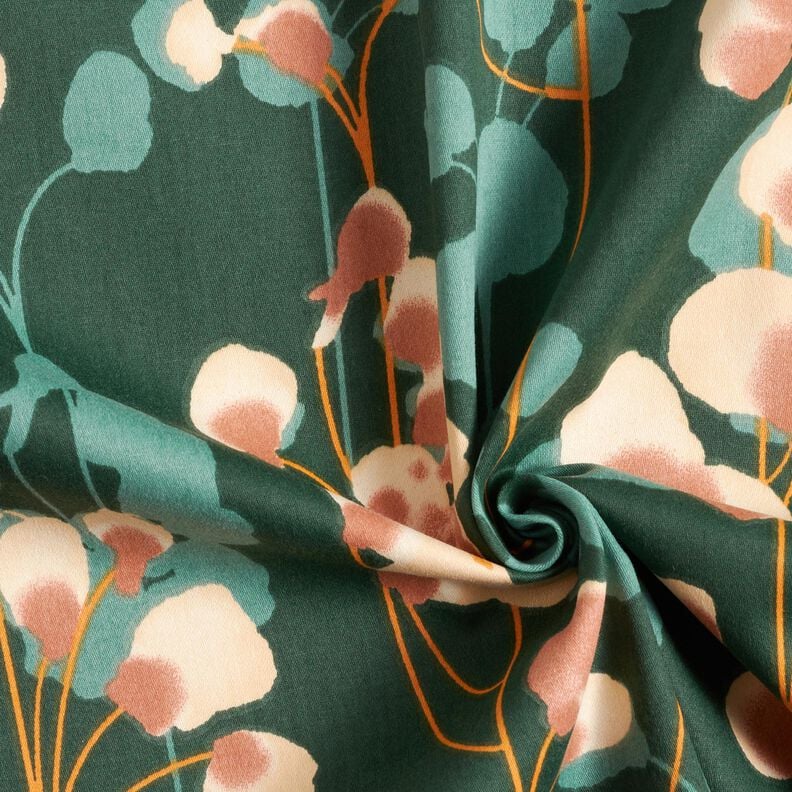 Cetim de algod&atilde;o Plantas trepadeiras &ndash; verde escuro/cor de areia,  image number 3