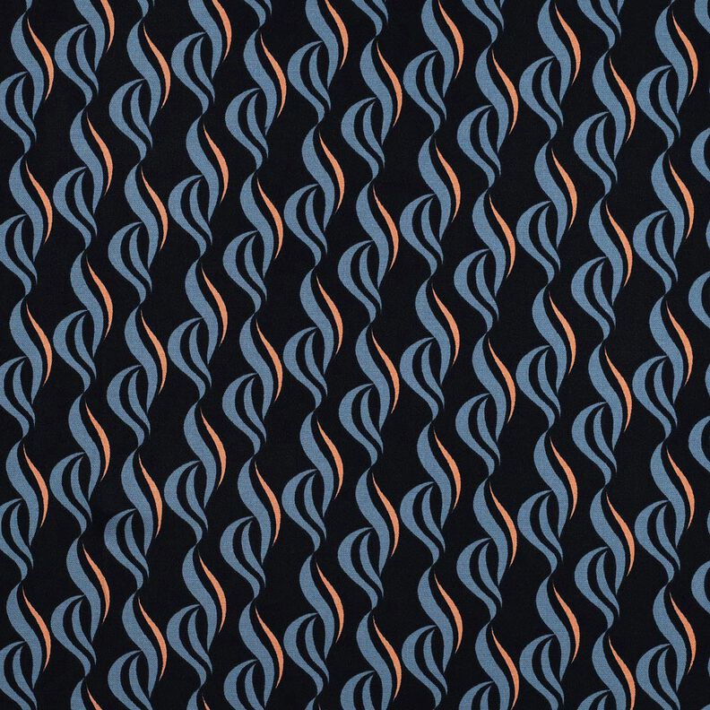 Viscose Stretch Ondas abstratas – preto azulado/jeans azul claro,  image number 1