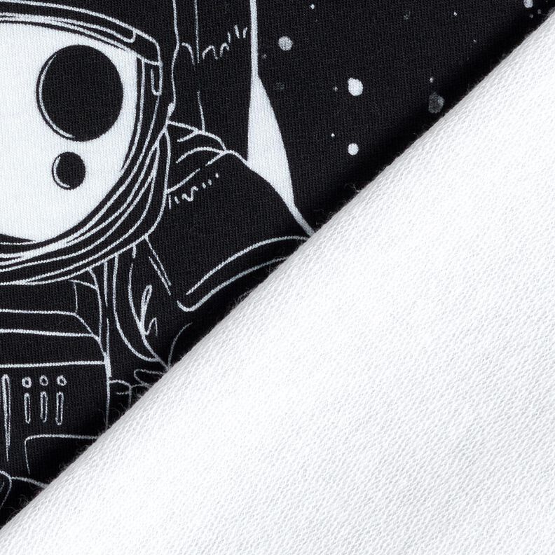 French Terry Barra Spaceman | Glitzerpüppi – preto/branco,  image number 4