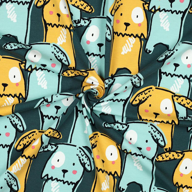 Jersey de algodão Cães de orelhas caídas | Poppy Fabrics – verde escuro,  image number 3