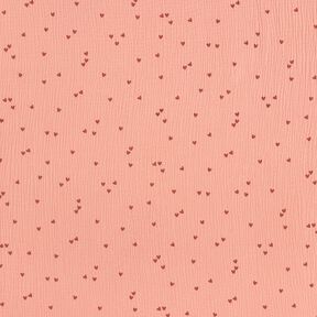 Musselina/ Tecido plissado duplo Corações dispersos – rosa-velho escuro/bordeaux, 