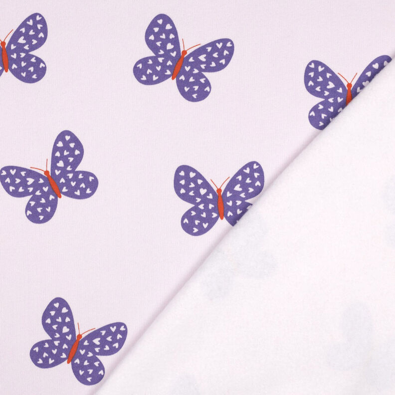 Sweatshirt cardada Borboletas grandes | Poppy Fabrics – vermelho violeta pálido/azul violeta,  image number 4