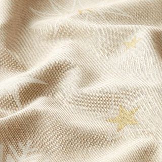 Tecido para decoração Meio linho Panamá Estrelas brilhantes – dourado/branco, 
