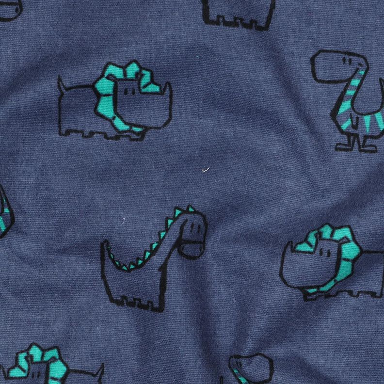 Flanela de algodão Dinossauros atrevidos | Poppy Fabrics – azul ganga/verde esmeralda,  image number 2