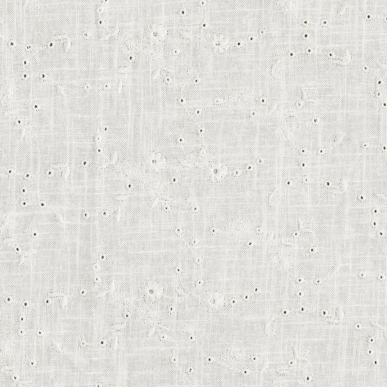 Mix de linho e viscose Bordado inglês Gavinhas florais – marfim,  image number 1