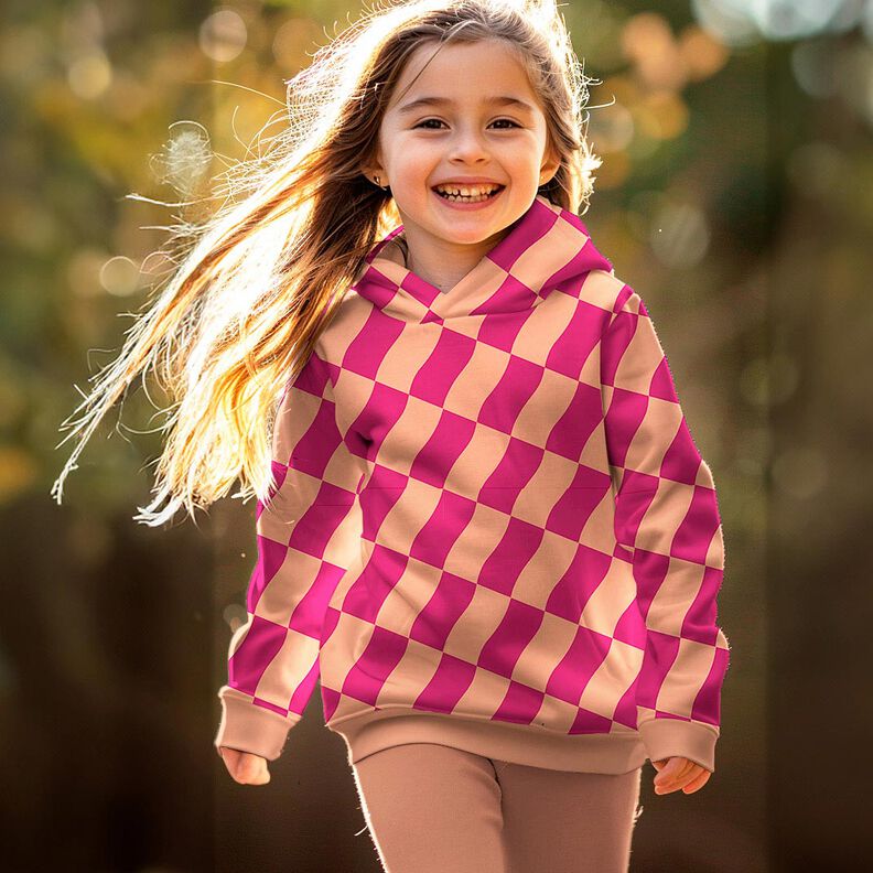 Softsweat Xadrez ondulado | Poppy Fabrics – rosa intenso/laranja-pêssego,  image number 6