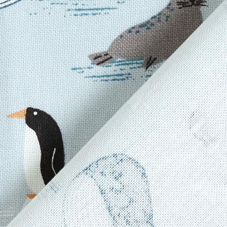 Tecido para decoração Meio linho Panamá Animais no gelo – azul bebé/branco,  image number 4