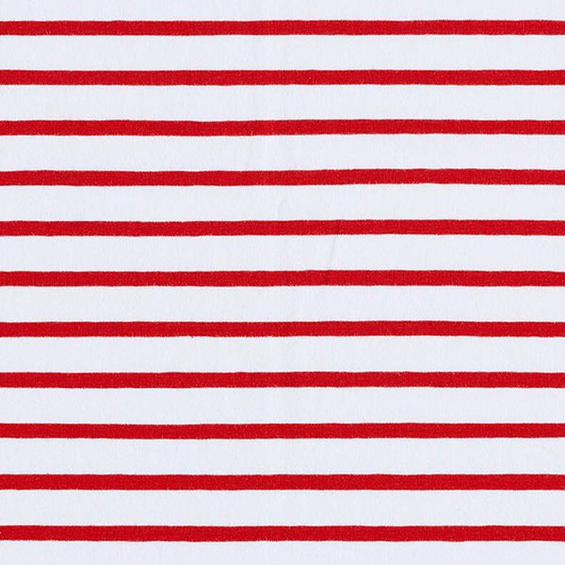 Jersey de algodão Riscas estreitas e largas – branco/vermelho,  image number 1