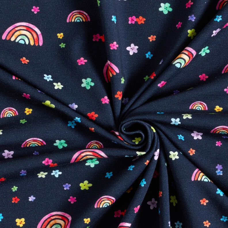 Jersey de algodão Flores coloridas e arco-íris Impressão Digital – azul-noite/mistura de cores,  image number 3