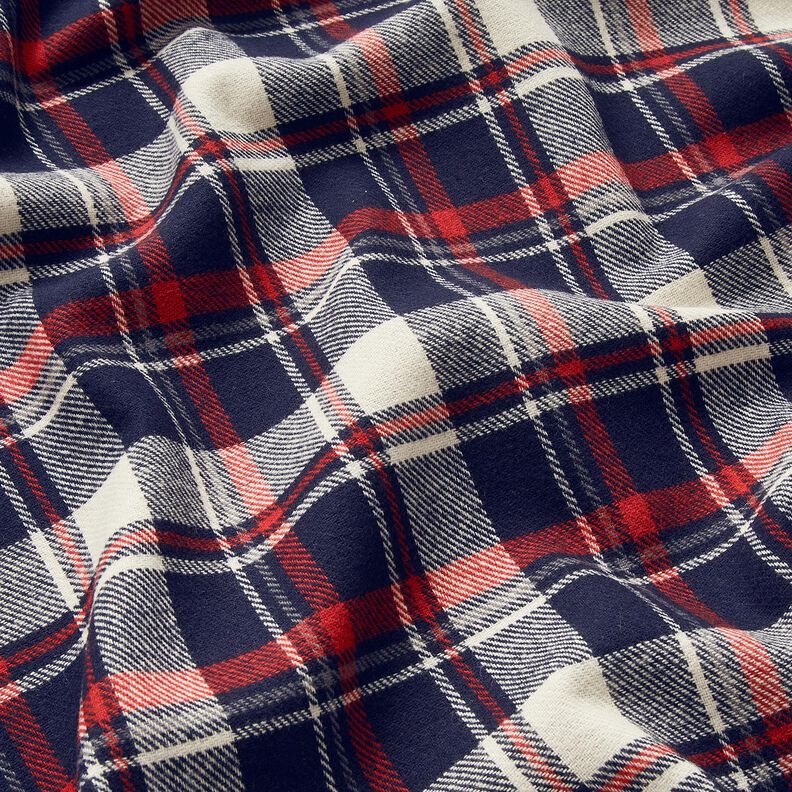 Flanela de algodão Xadrez – preto azulado/carmin,  image number 2
