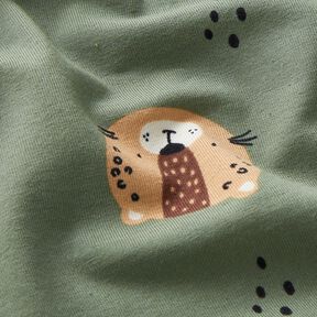 Jersey de algodão Caras de leopardo  – verde-pinheiro, 