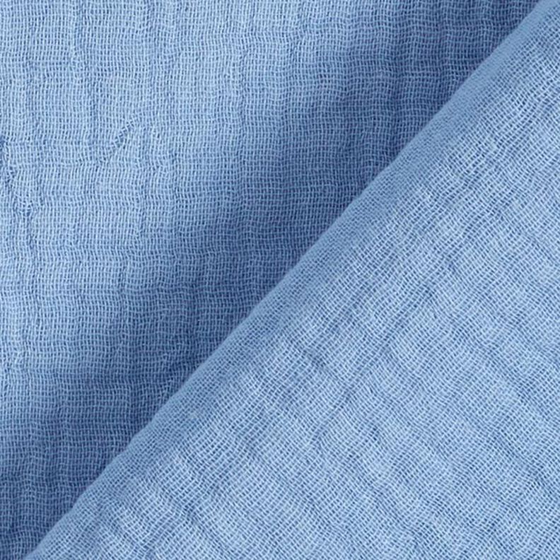 GOTS Musselina de algodão de três camadas – azul aço,  image number 5