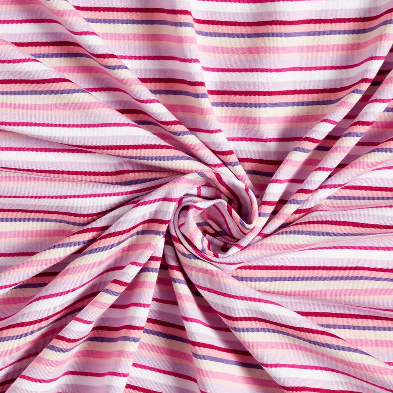 Jersey de algodão Riscas horizontais – lilás/pink,  image number 3