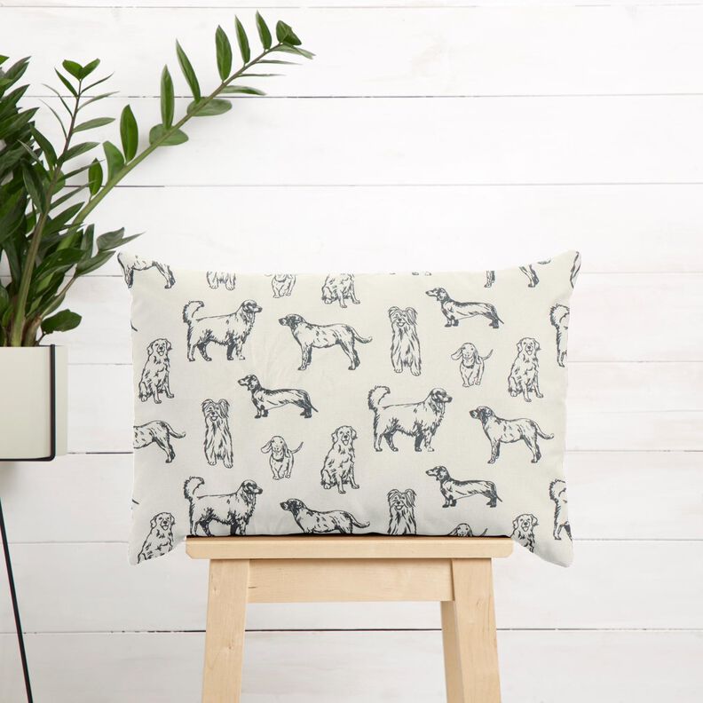 Tecido para decoração Lona Cães – creme/cinzento,  image number 7