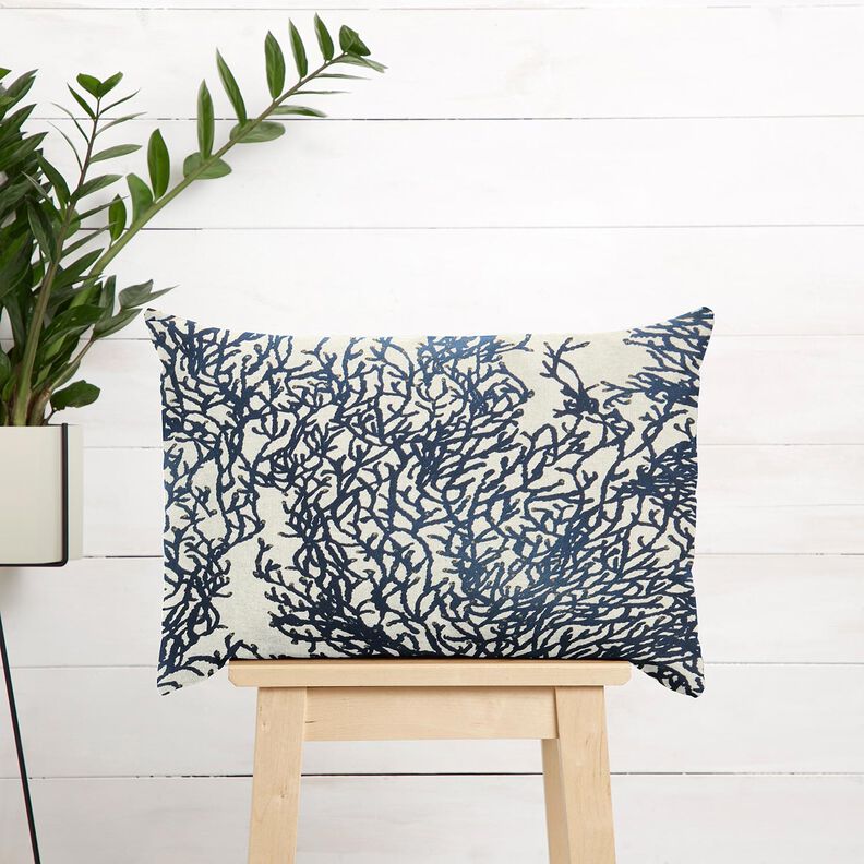 Tecido para decora&ccedil;&atilde;o Meio linho Panam&aacute; Belos corais &ndash; azul-marinho/natural,  image number 7