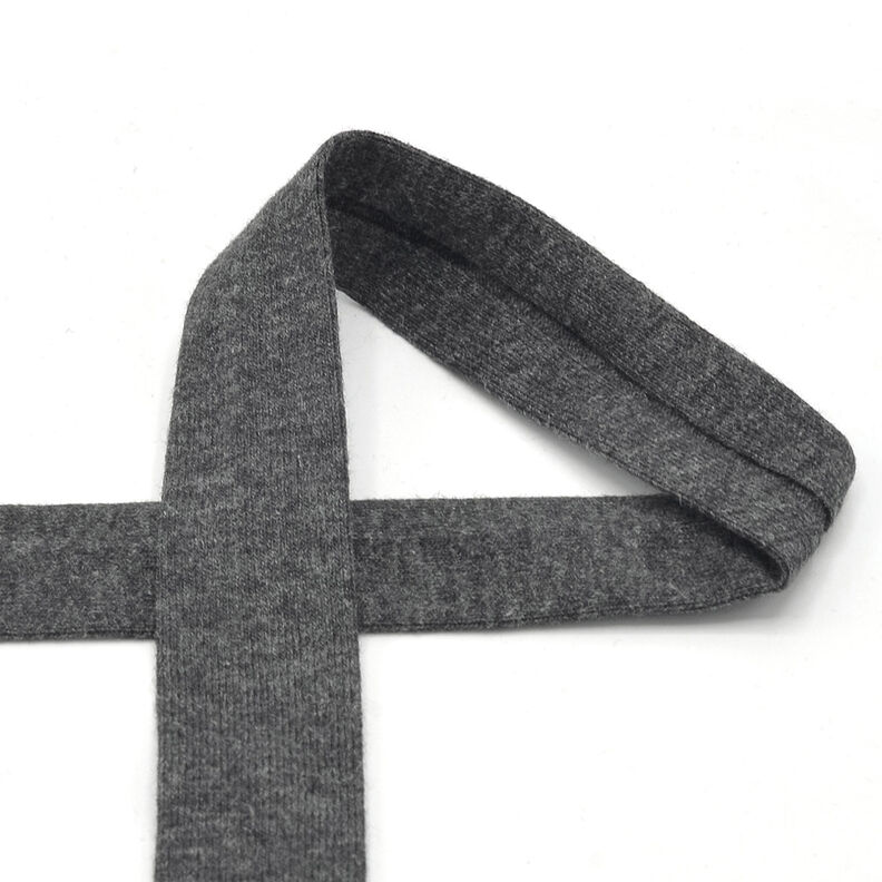 Fita de viés Jersey de algodão Melange [20 mm] – antracite,  image number 1