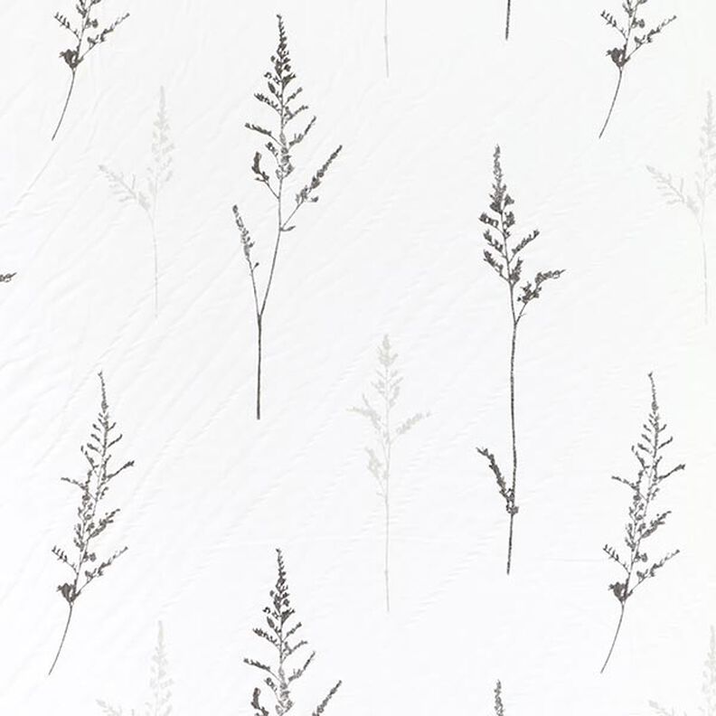 Tecido para cortinados Voile Gramíneas finas 295 cm – branco/preto,  image number 1