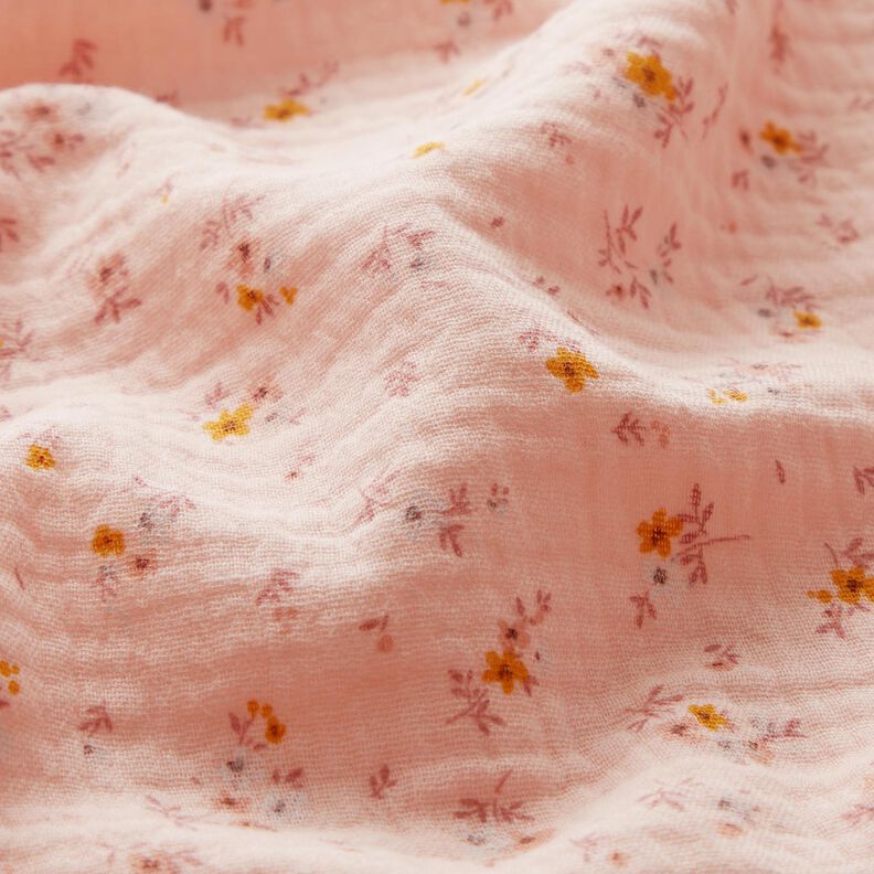 Musselina/ Tecido plissado duplo Flores românticas – rosé,  image number 2
