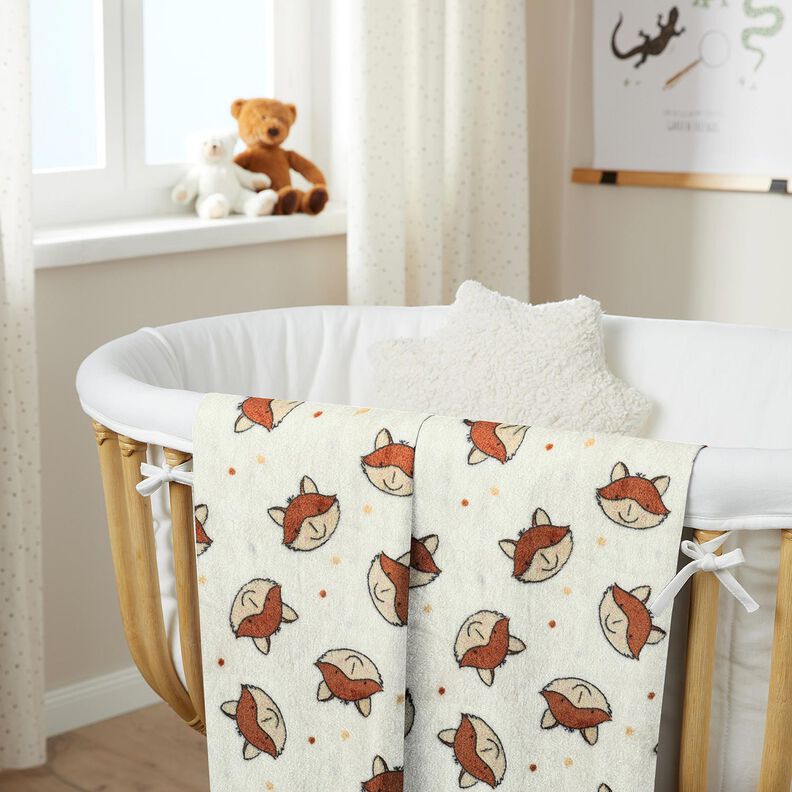 Tecido polar fofinho Dupla face Raposas amigáveis – branco sujo/castanho,  image number 5