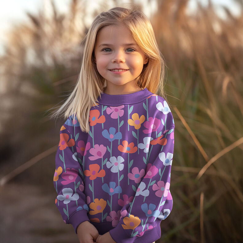 French Terry Sweat de verão Flores coloridas | Poppy Fabrics – vermelho violeta médio,  image number 5