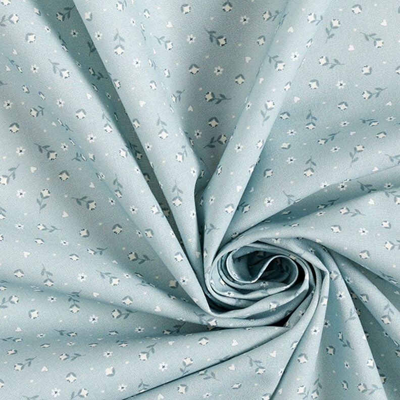 Tecido de algodão Popelina Florzinhas – azul-pomba,  image number 3