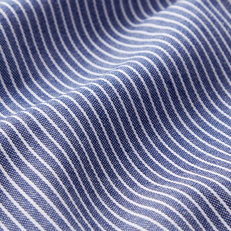 Tecido para blusas Mistura de algodão Riscas – azul-marinho/branco,  image number 2