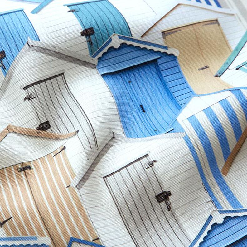 Tecido para exteriores Lona Casas de praia – azul/branco,  image number 2