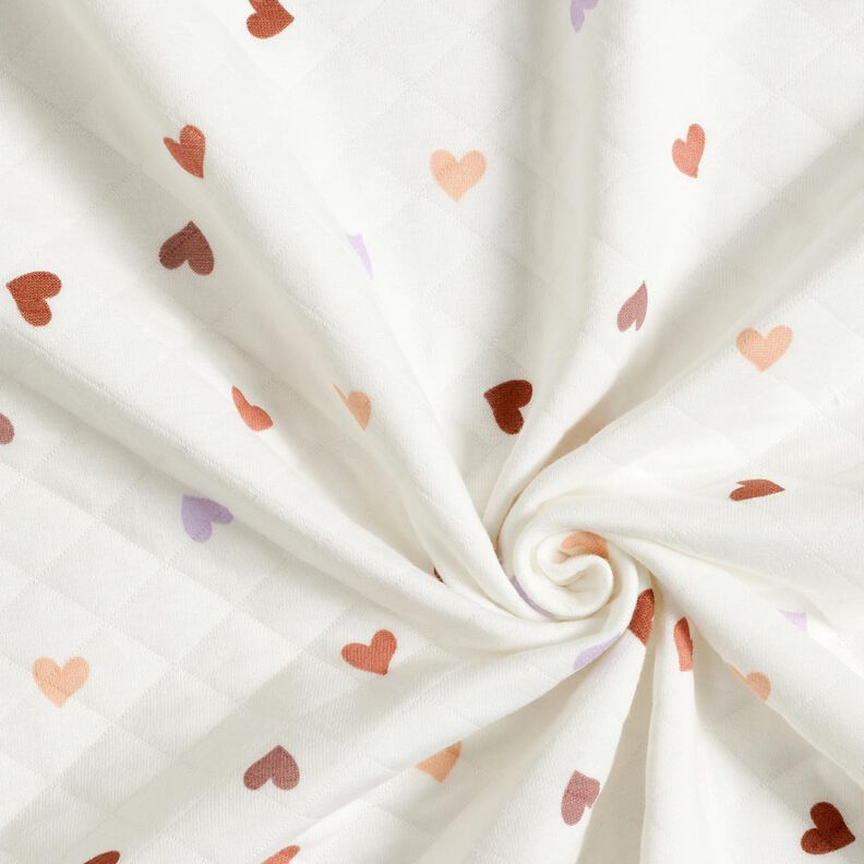 Dupla face Jersey Corações coloridos – marfim,  image number 3