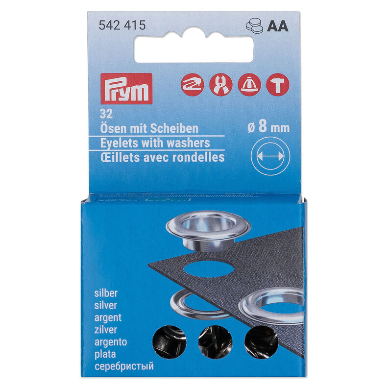 Ilhós com anilhas kit de recargas [32 peças | Ø 8 mm] | Prym – prata metálica,  image number 1