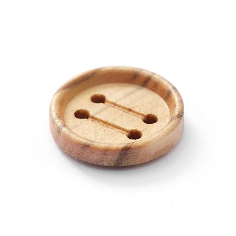 Botão de madeira 4 furos  – natural,  image number 2