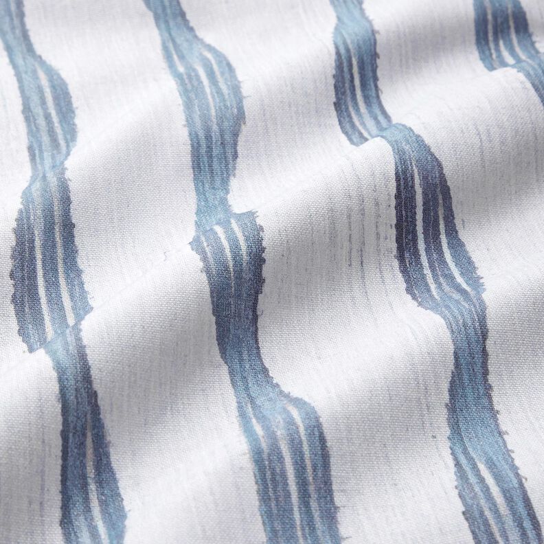 Tecido para decoração Meio linho Panamá Riscas onduladas – azul,  image number 2
