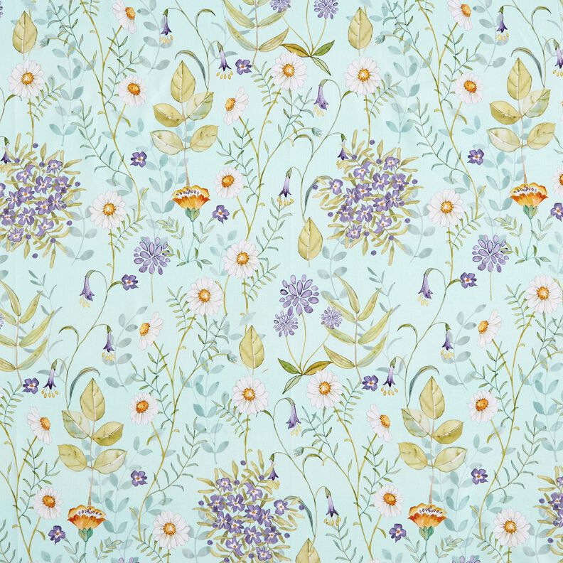 Tecido de algodão Popelina Flores silvestres – menta clara/lavanda,  image number 1