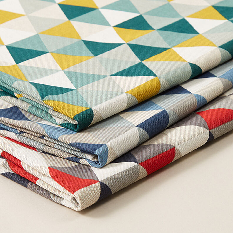 Tecido para decoração Meio linho Panamá Triângulos – verde,  image number 5