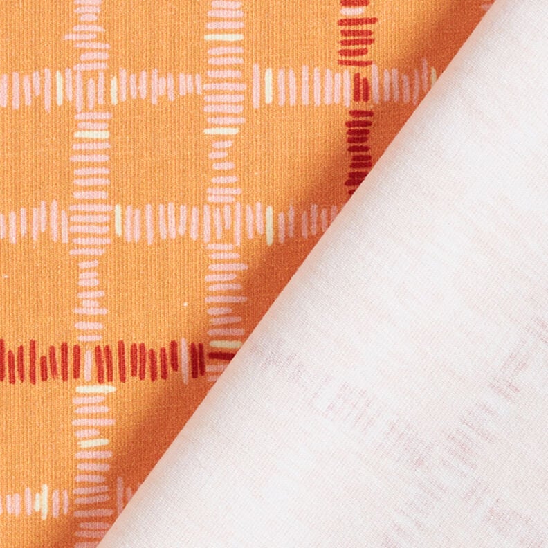 GOTS Jersey de algodão Checks | Tula – laranja/terracota,  image number 4