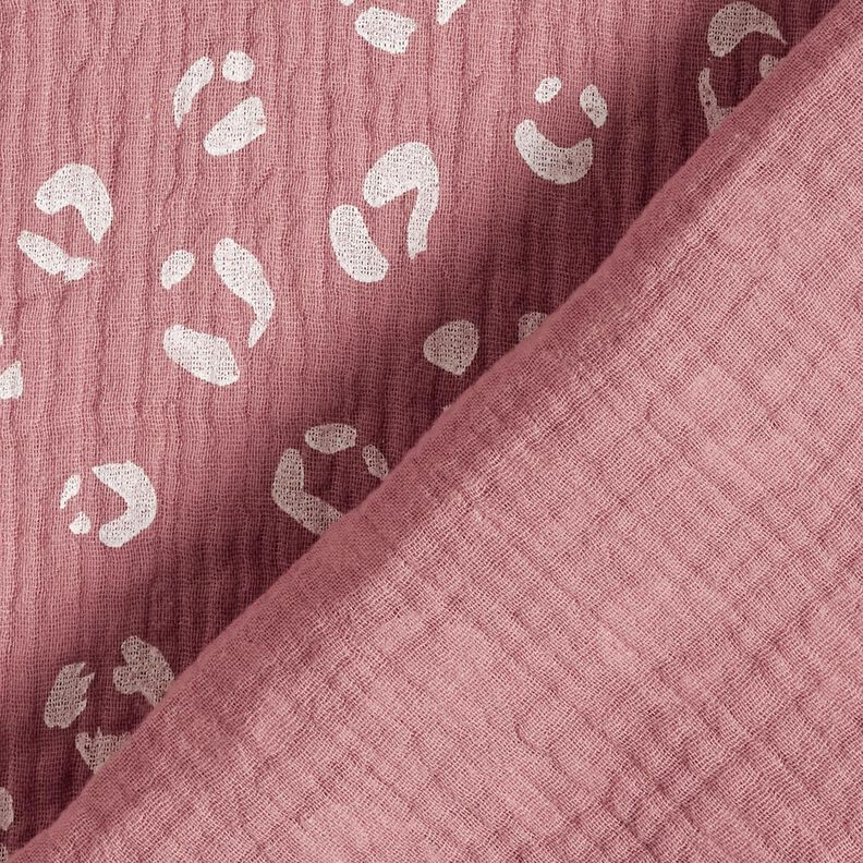 Musselina/ Tecido plissado duplo Padrão Leo grande – rosa-velho escuro/branco,  image number 4