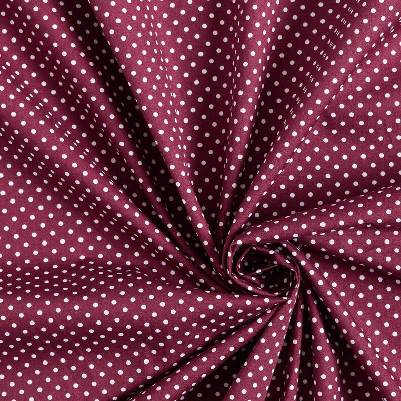 Popelina de algodão Mini Polka Dots – bordô/branco,  image number 3