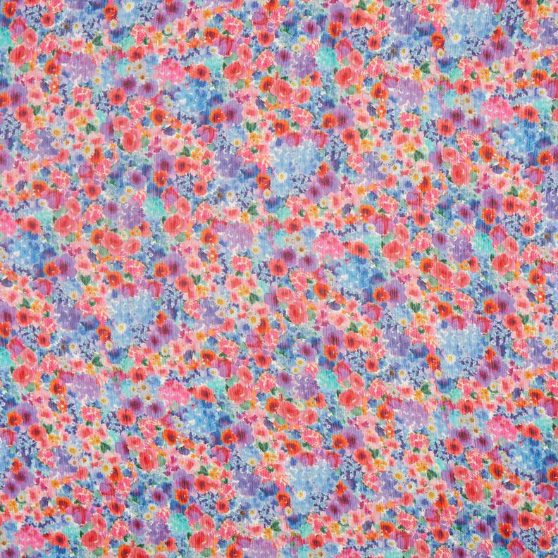 Crepe Chiffon Prado de flores – pink/azul,  image number 1