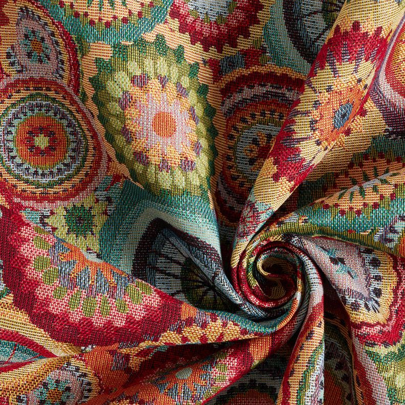 Tecido para decoração Gobelina Círculos Mandala – bege claro/vermelho,  image number 3