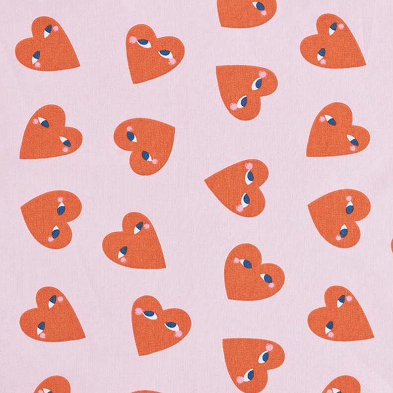 Tecido de algod&atilde;o Cretone Cora&ccedil;&otilde;es grandes &ndash; ros&eacute;/vermelho,  image number 1