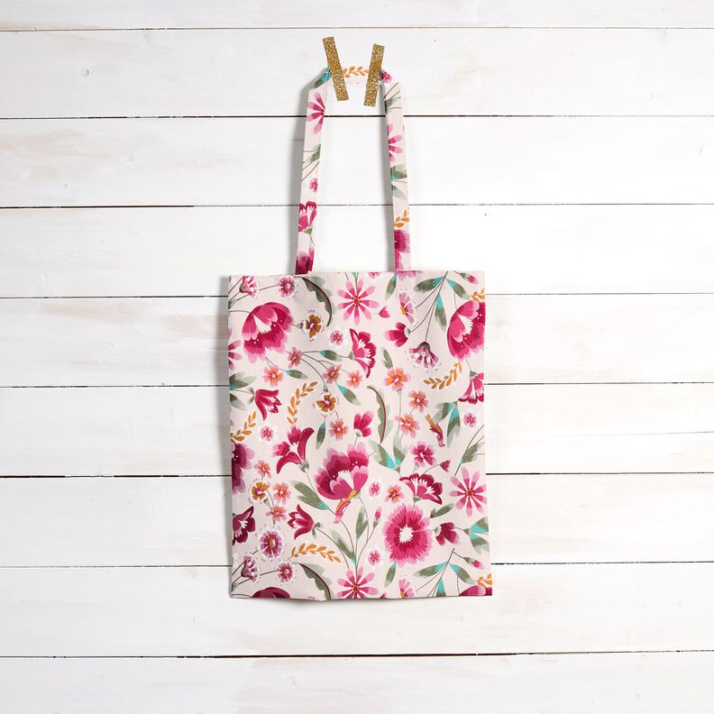 Tecido para decoração Sarja de algodão Flores da primavera – rosé/framboesa,  image number 8