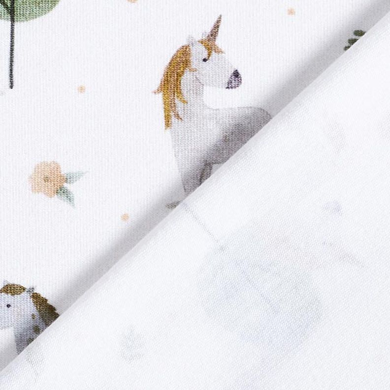 Jersey de algodão orgânico Cavalos e unicórnios Impressão Digital – branco sujo,  image number 4