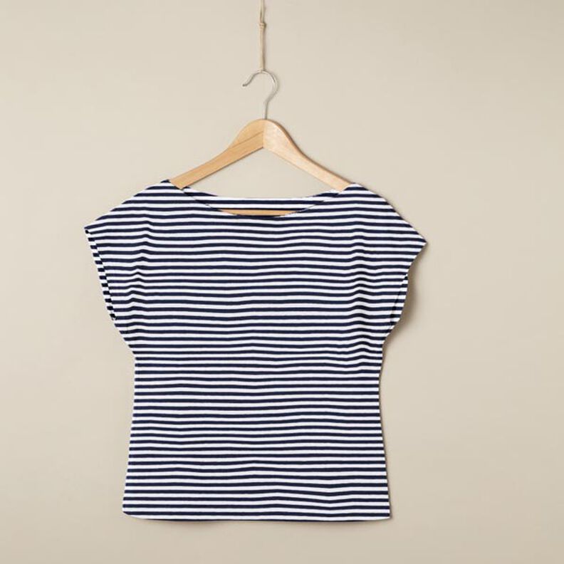 Jersey de algodão Riscas estreitas – azul-marinho/branco,  image number 6