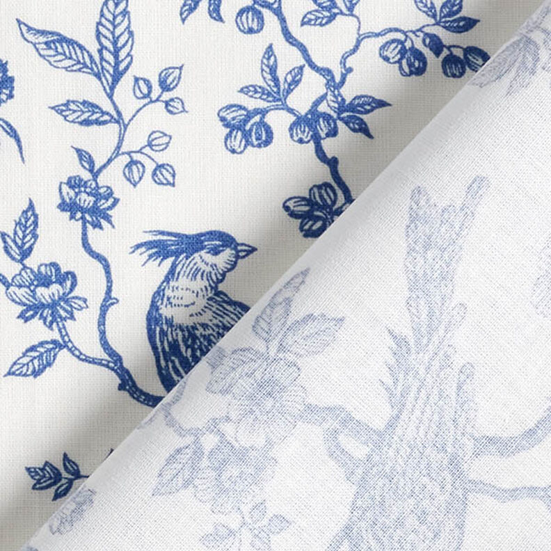 Tecido de algodão Cretone Pássaros – azul real/branco sujo,  image number 4