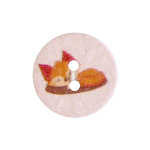 Botão de poliéster 2 furos Recycling Raposa [Ø15 mm] – rosa,  image number 1