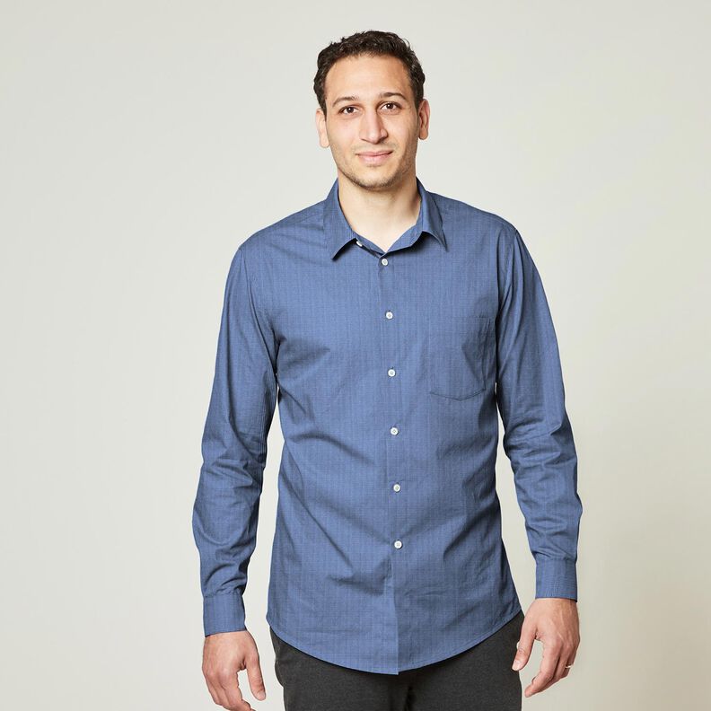 Tecido para camisas Xadrez Mini – branco/azul ganga,  image number 6