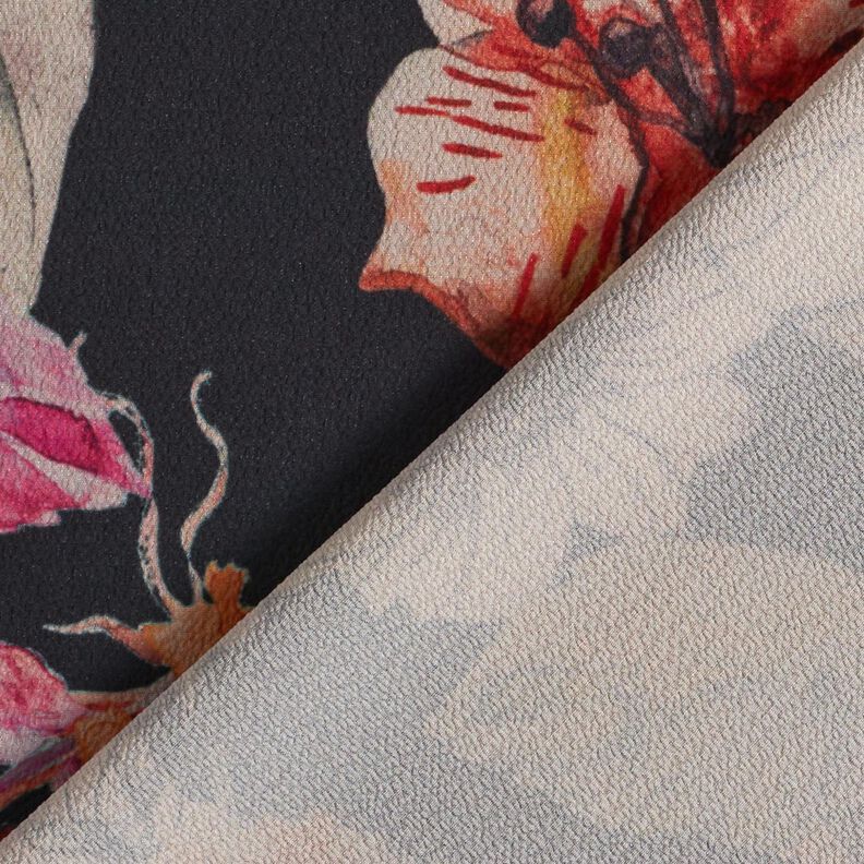 Crepe Chiffon Pintura floral – preto,  image number 4