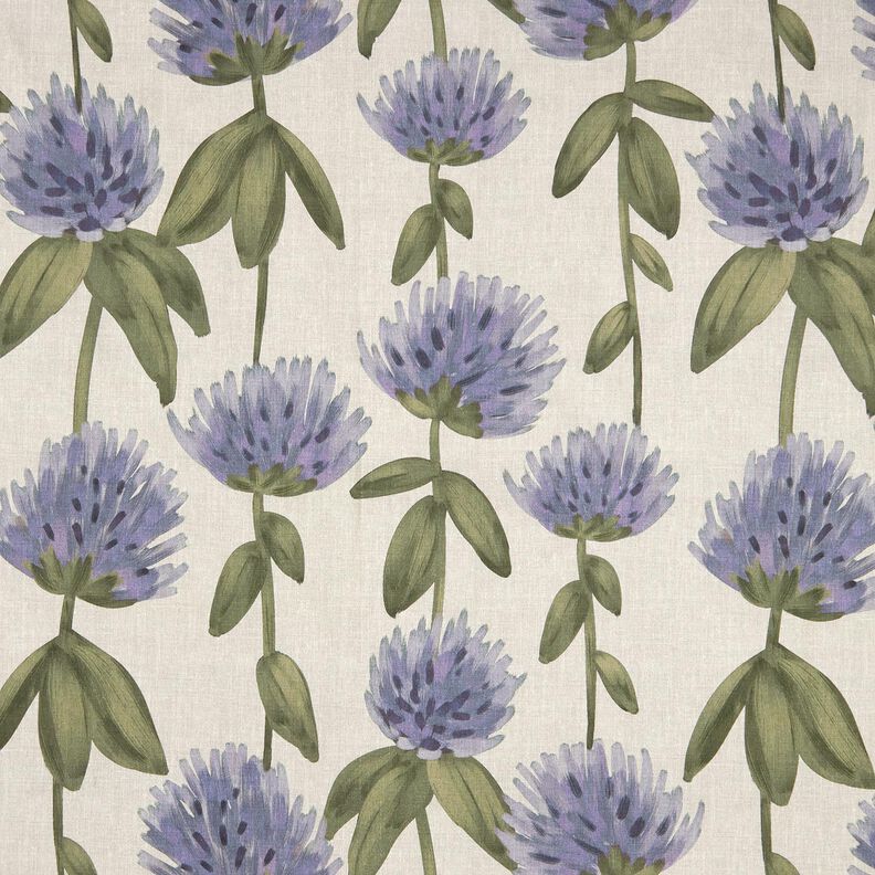 Tecido para decoração Meio linho Panamá Trevo florido – cinza claro/taupe claro,  image number 1