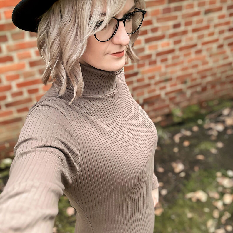 Jersey canelada lisa – castanho médio,  image number 7